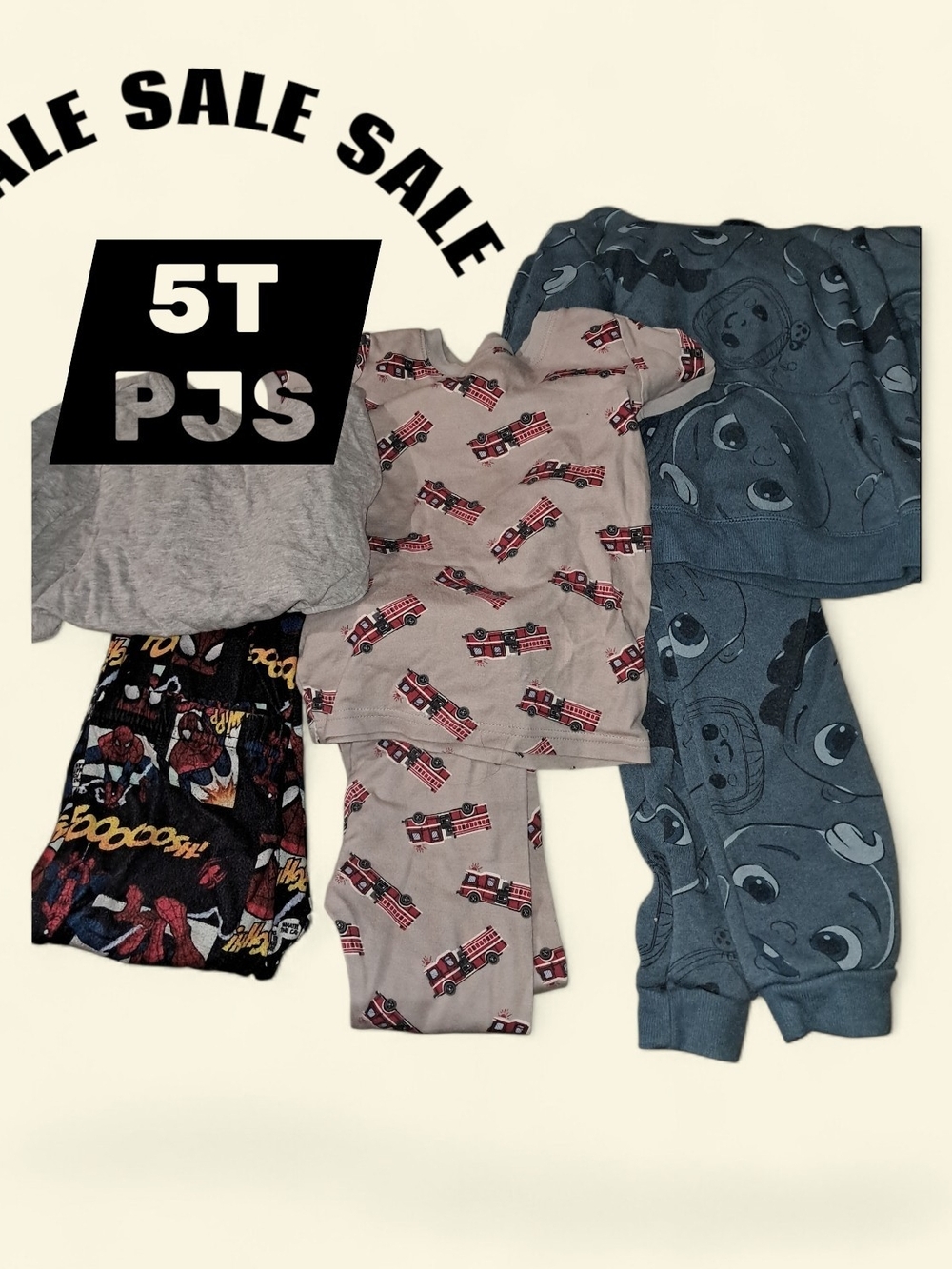 5T Kids 3-Piece Pajama Set - Gray, Blue & Black Prints